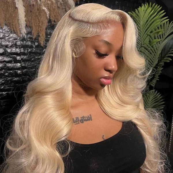613 Blonde Body Wave Pull Go 13x6 Full Pre-Cut Glueless Lace Front Wig Brazilian Human Hair - Image 2