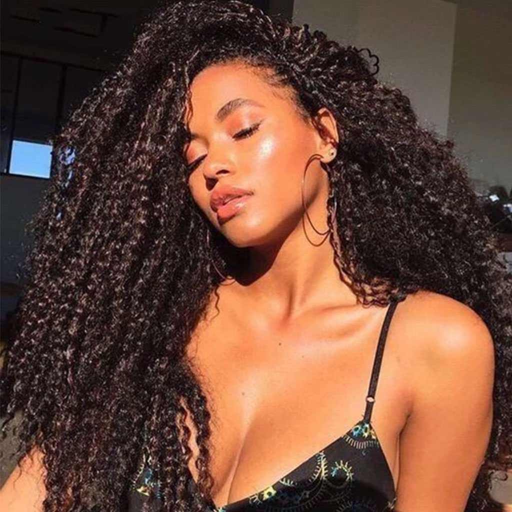 10A Kinky Curly Brazilian Hair 3 Bundles With Frontal Human Hair