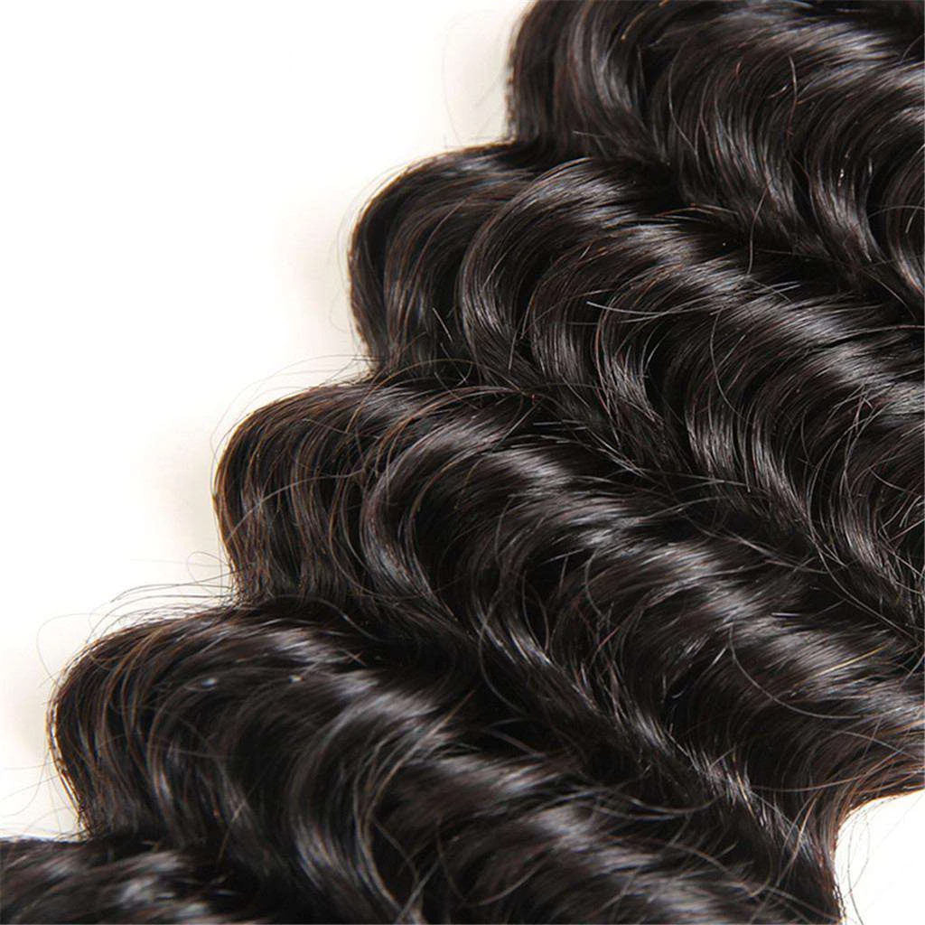 3 Bundles 10A Deep Wave Human Hair Bundles Natural Color - Image 4
