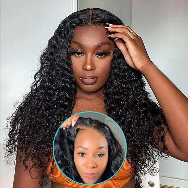 Air Wig|Upgrade Pre Cut Lace Wear Go Glueless Deep Wave Wig with Pre Bleached Knots & Plucked Hairline - Image 5