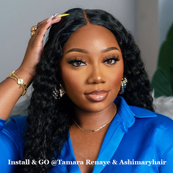 Air Wig|Upgrade Pre Cut Lace Wear Go Glueless Deep Wave Wig with Pre Bleached Knots & Plucked Hairline - Image 15