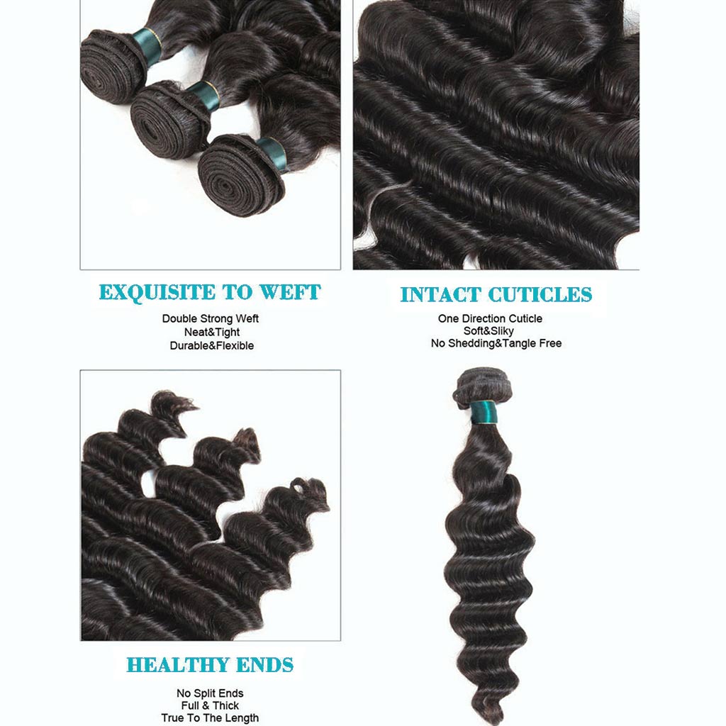 4 Bundles 9A Loose Deep Wave Indian Human Hair Bundles Natural Color - Image 5