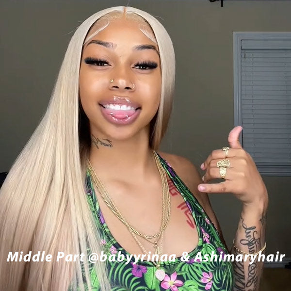 Ashimary Ash Blonde Straight Hair Lace Frontal Wigs Online For Sale - Image 8