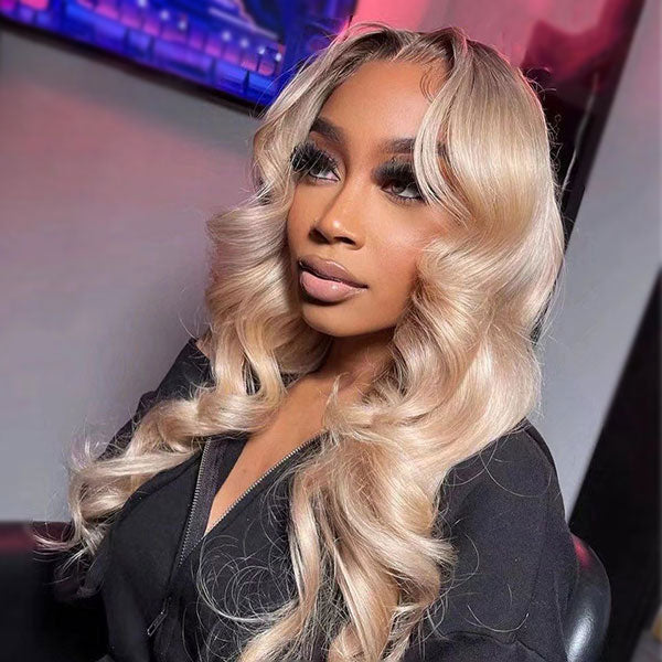 Ashimary Ash Blonde Color Body Wave Lace Frontal Wigs Online For Sale