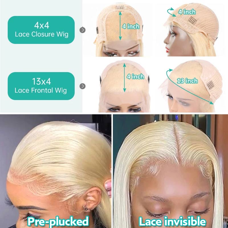 Blonde Highlight Bob Transparent Lace Wig Human Hair - Image 6