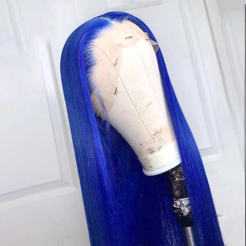 Blue Wig 13x4 13x6 Transparent Lace Frontal Wig Bone Straight Wig Ashimary Human Hair - Image 3