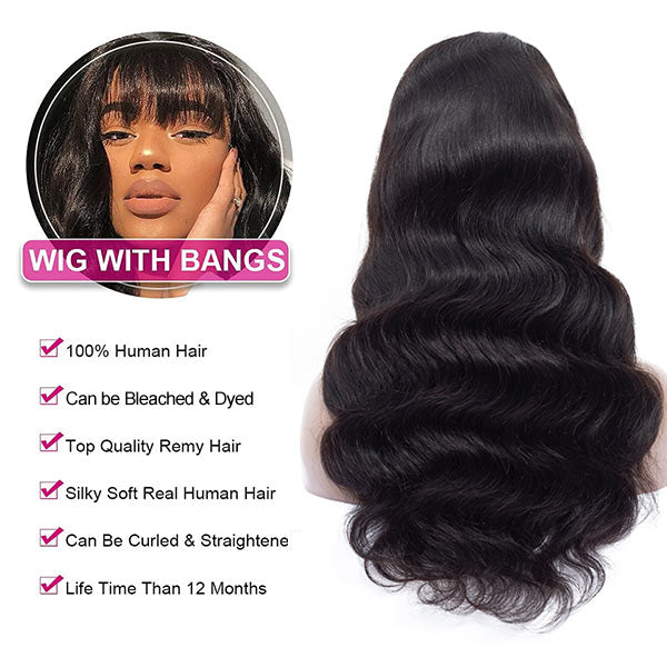$89 for 20" Throw on & Go Body Wave Wig with Bangs Cost-effective Wig 10A Human Hair - Image 7