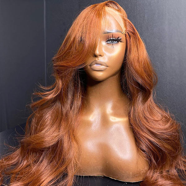 Copper Brown Wig Pre-plucked Body Wave Lace Front Wigs 28 Inches - Image 7