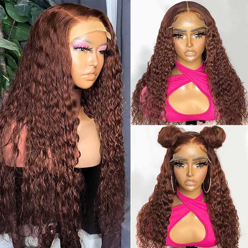 #4 Dark Brown Wig Deep Wave Lace Front Wigs Pre-plucked Human Hair Luxurious Customization - Image 4