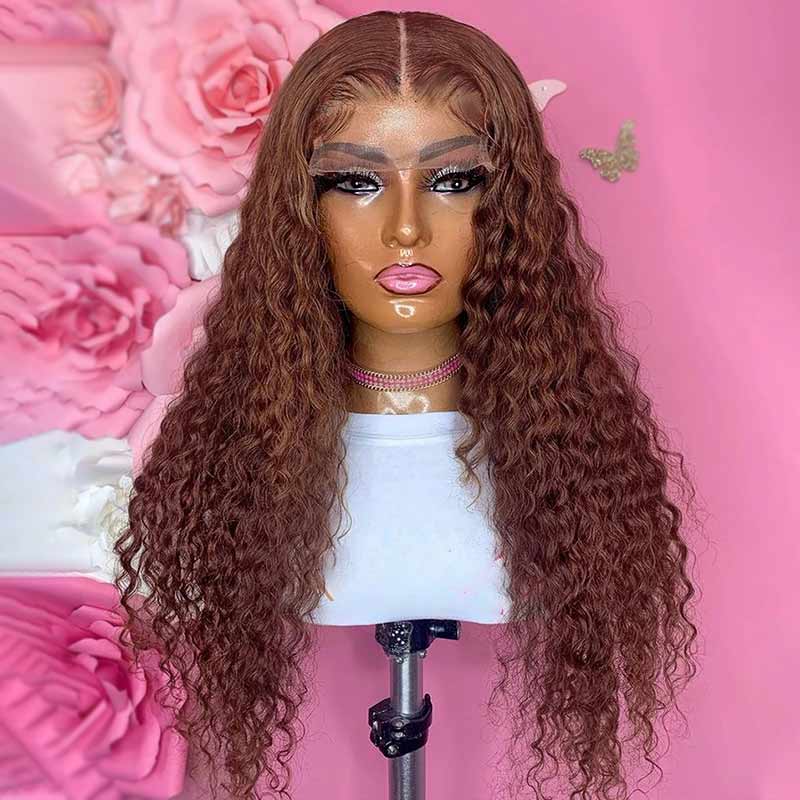 #4 Dark Brown Wig Deep Wave Lace Front Wigs Pre-plucked Human Hair Luxurious Customization - Image 3