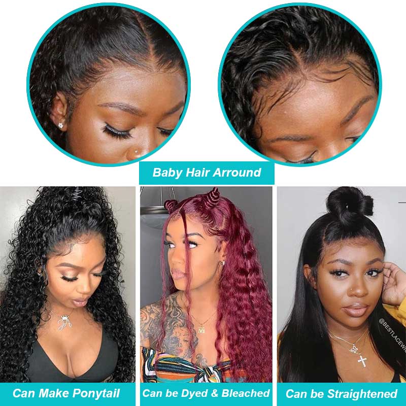 Deep Wave Wig Swiss Lace 13*4 Lace Front Wig 100 Human Hair Curly Hair - Image 9