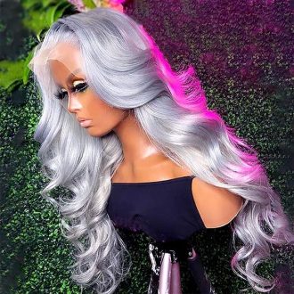 Grey Lace Front Wig Transparent Lace Body Wave Wig Ashimary Human Hair