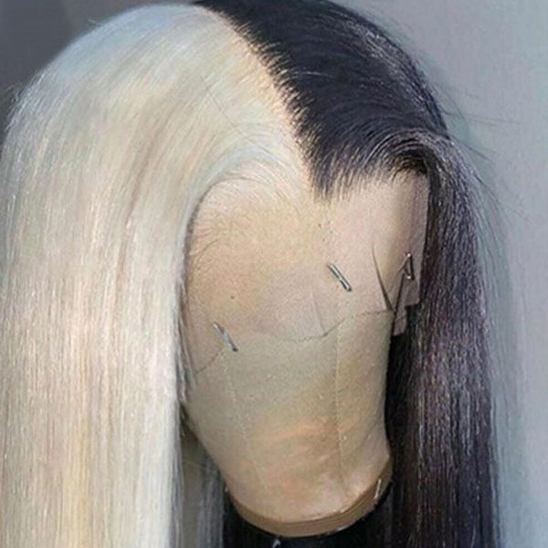 Half Blonde Half Black Transparent HD Lace Front Wigs 13*4 Frontal Ashimary Human Hair - Image 2