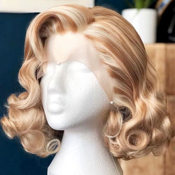 Blonde Highlight Bob Transparent Lace Wig Human Hair - Image 2