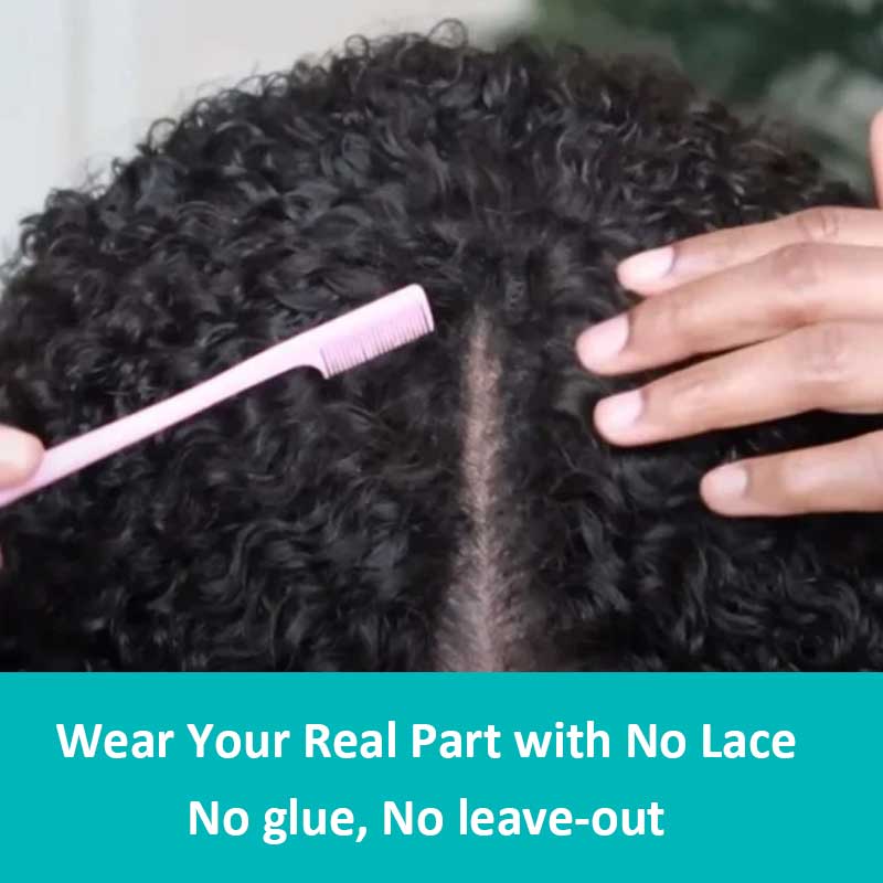 Pull Go Wig | 10A Glueless V Part Wig Beginner Friendly Natural Scalp Thick Curl Human Hair Upgrade U part Wig - Image 10