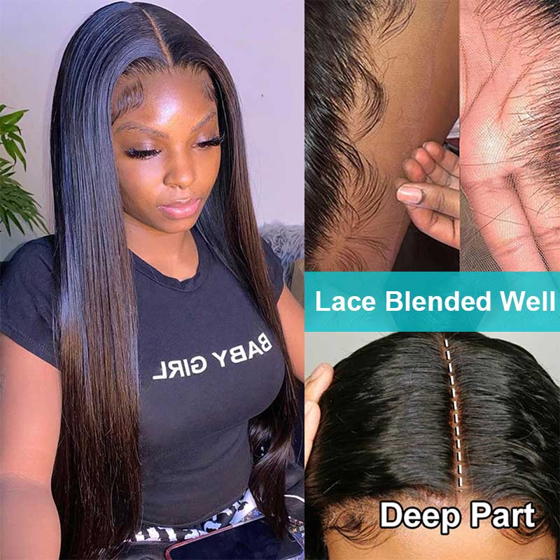 Straight 13*6 Lace Front Wig Lace Frontal 180% 250% Density Brazilian Human Hair - Image 4