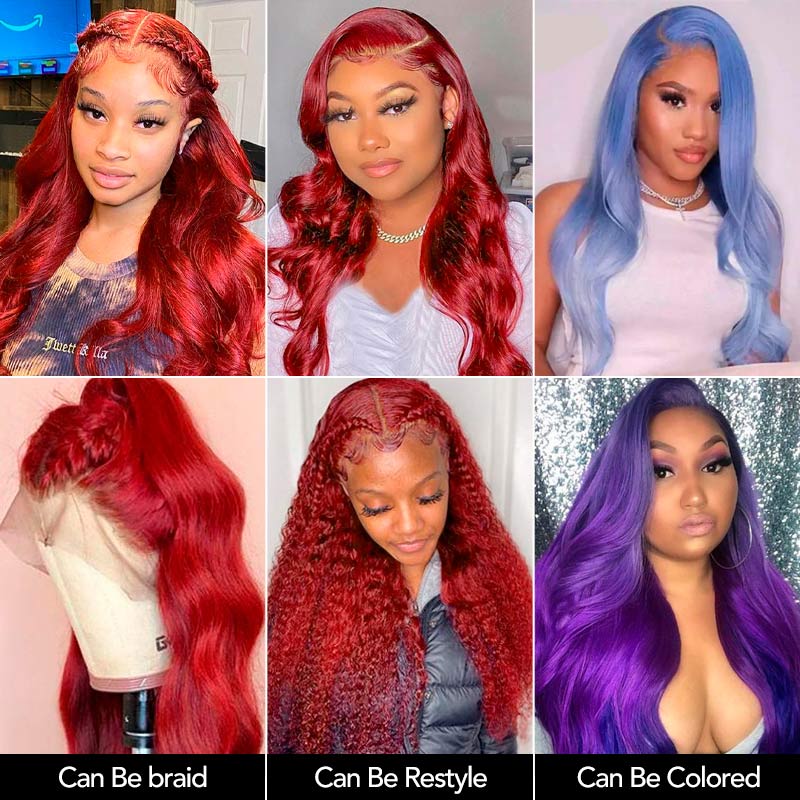 Red Lace Front Wig 13*4 Transparent Lace Ashimary Red Wig Human Hair - Image 9