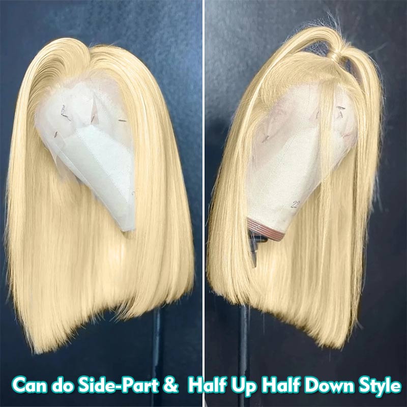 Blonde Bob Transparent Lace Wig Straight Brazilian Human Hair - Image 5