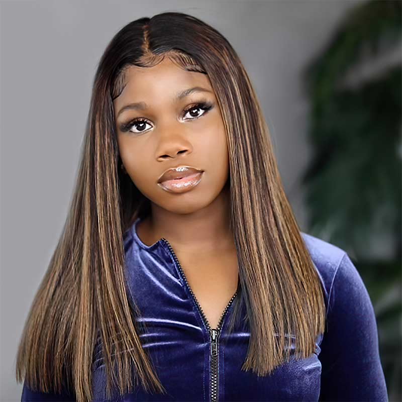 Highlight Mixed Blunt Cut Double Drawn High Density Bob Transparent Lace Wigs - Image 4