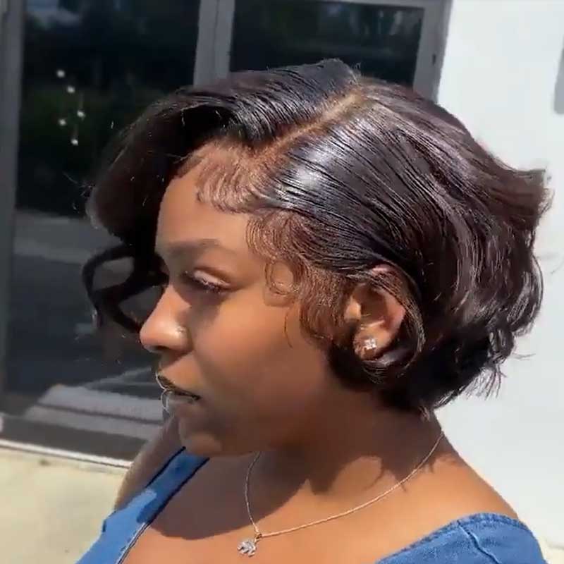 Side Part Bob Wig Body Wave Customized 13x4 Lace Front Wig 10A Human Hair - Image 10