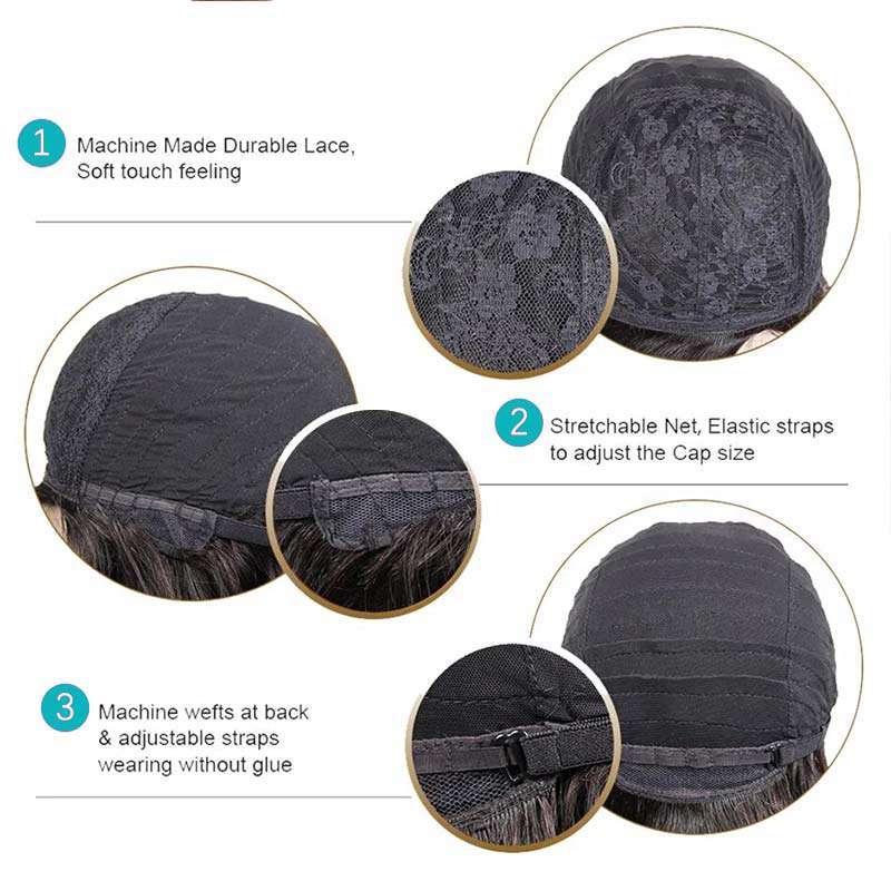 Ashimary Full Machine Made Wig Straight Virgin Hair Wigs With Bangs - Image 8