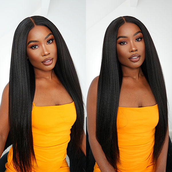 Perfect Kinky Straight Wear & Go Glueless Natural Hairline Pre Cut Hd Lace Ready to Wear Wig with Pre Bleached Knots - Image 2