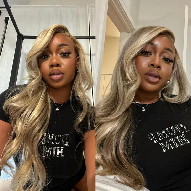 Customized Blonde Balayage on Brown Hair Transparent 13x4 &13x6 Full Lace Frontal Wig Ashimary Hair - Image 8
