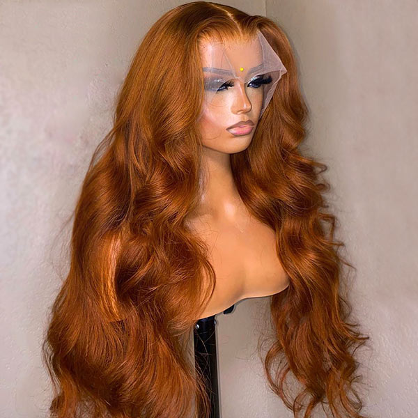 Copper Brown Wig Pre-plucked Body Wave Lace Front Wigs 28 Inches - Image 2
