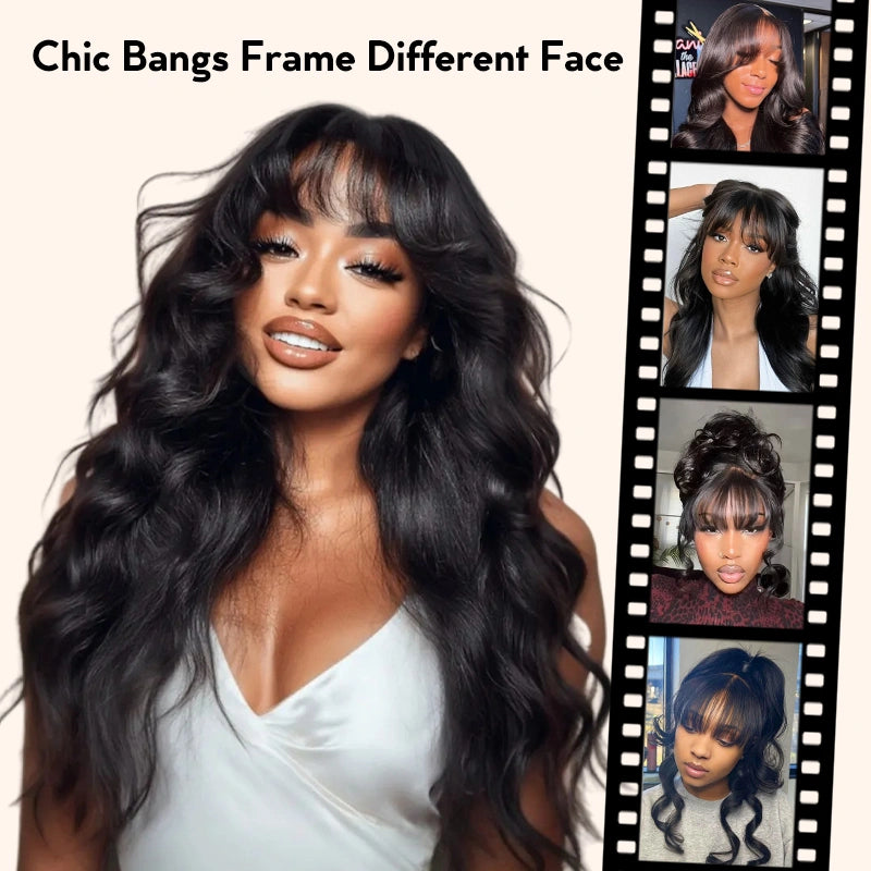 Layer Cut Body Wave With Bang 360 Invisi Strap Lace Frontal Wig Glueless Salon Hairstyles - Image 6
