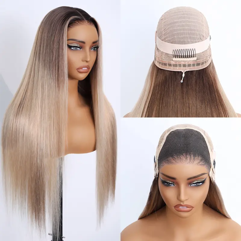 Highlight Blonde Ombre Straight Wig 6x4.5 Transparent Glueless Lace Beginner Friendly Ready To Go Wig - Image 6