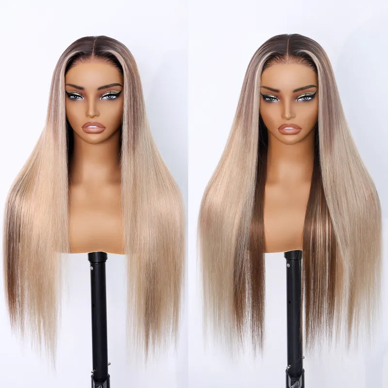Highlight Blonde Ombre Straight Wig 6x4.5 Transparent Glueless Lace Beginner Friendly Ready To Go Wig - Image 4