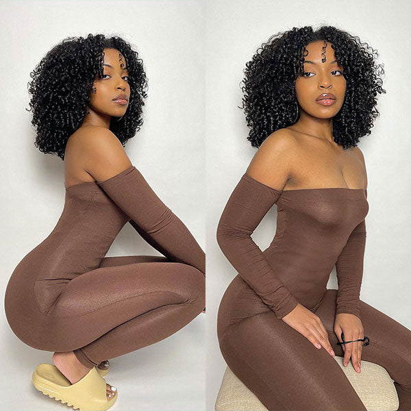 Precut Glueless Wear & Go Kinky Curly Invisible HD Lace Closure Bob Ready To Wear Wig with Pre Plucked Hairline & Bleached Knots - Image 5