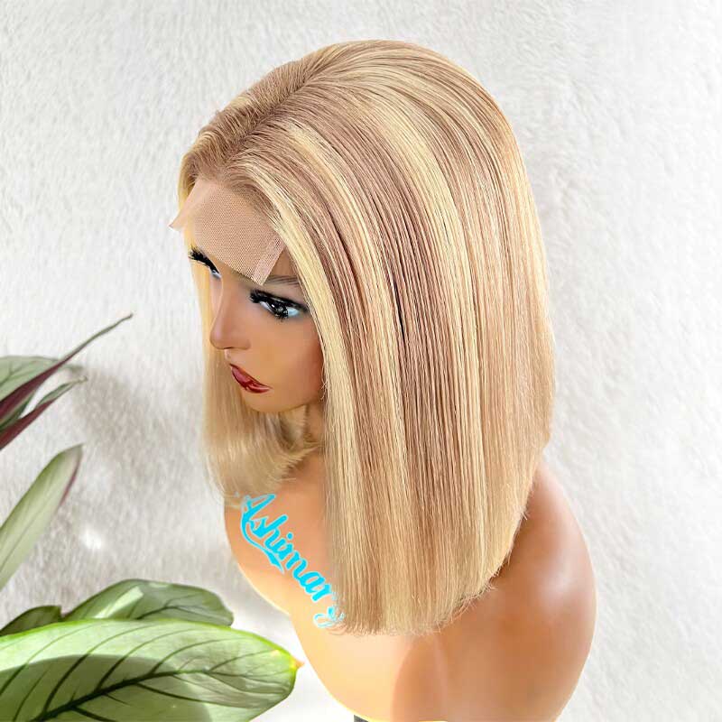Blonde Highlight Bob Transparent Lace Wig Human Hair - Image 5