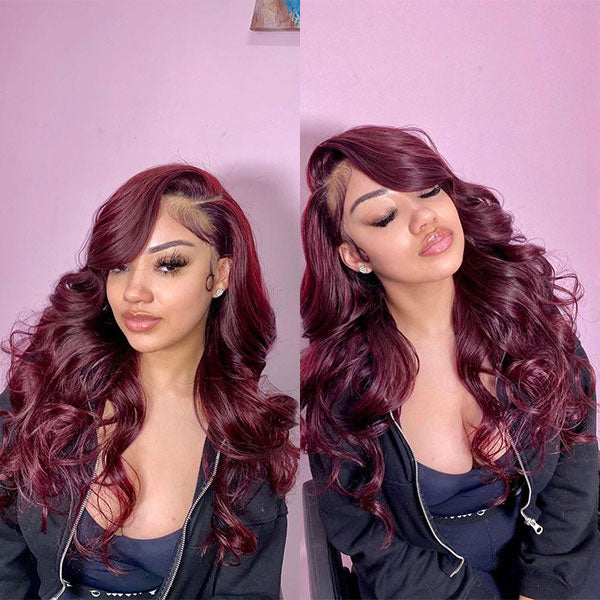 Body Wave 99J Burgundy Curly Wig 13*4 13*6 Frontal Wigs Ashimary Virgin Hair Front Wigs - Image 3