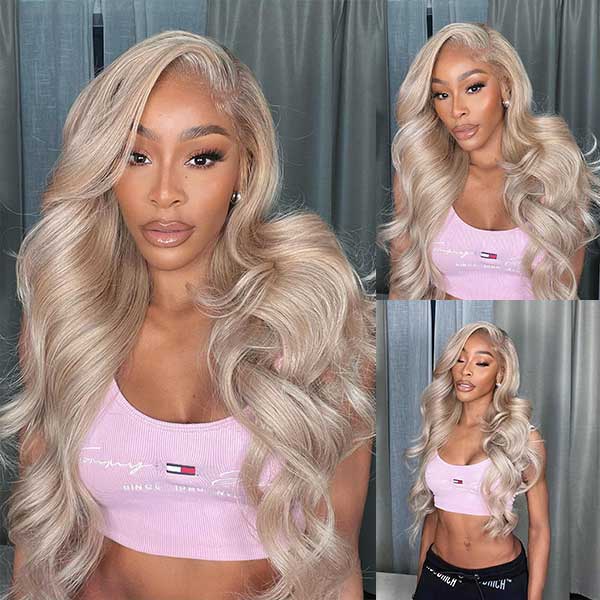Ashimary Ash Blonde Color Body Wave Lace Frontal Wigs Online For Sale - Image 2