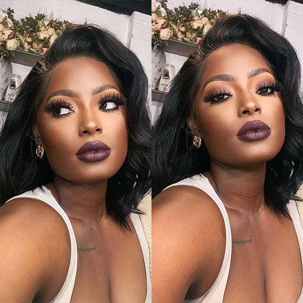 Low Maintenance Body Wave Wear & Go Pre-cut HD Lace Ready to Wear Bob Wig with Pre Plucked Hairline & Bleached Knots - Image 4