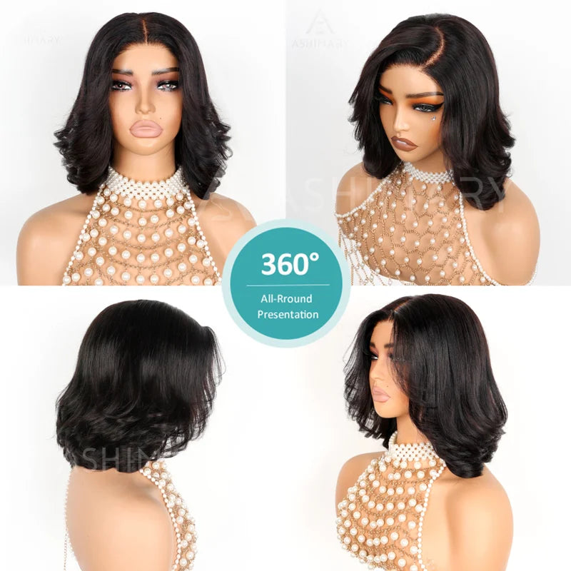 Low Maintenance Body Wave Wear & Go Pre-cut HD Lace Ready to Wear Bob Wig with Pre Plucked Hairline & Bleached Knots - Image 13