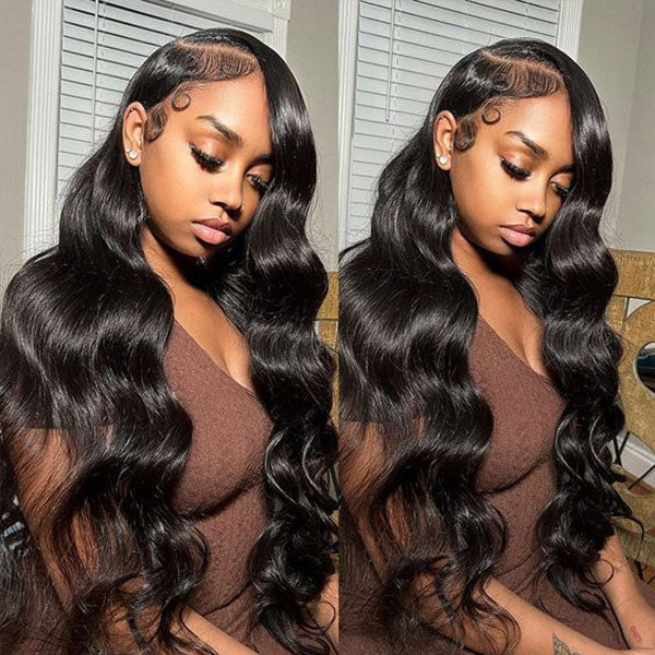 Pull Go 13x6 Full Glueless Wig Transparent Lace Front Wigs Body Wave Natural Black Ashimary Hair - Image 24