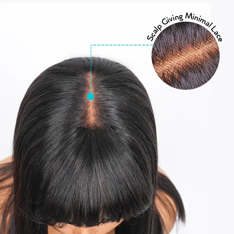 Pull Go 3x1 Lace Double Drawn Bob Wig True Scalp Bang Wig Bone Straight Silky Glueless High Density Human Hair - Image 9