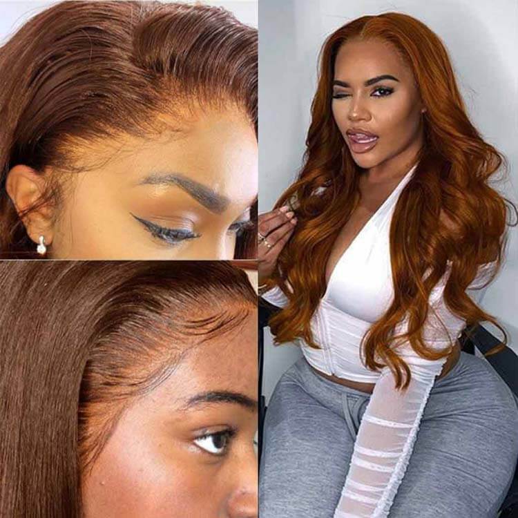 30# Brown 4*4 13*4 13*6 Straight Hair Lace Wigs 180% Pre-plucked Human Hair Lace Front Wigs - Image 3