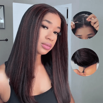 Highlight Yaki Straight Bob 13x4 Lace FrontalPre Everthing 6x4.5 / 4x4 Lace Clsoure Human Hair Wig