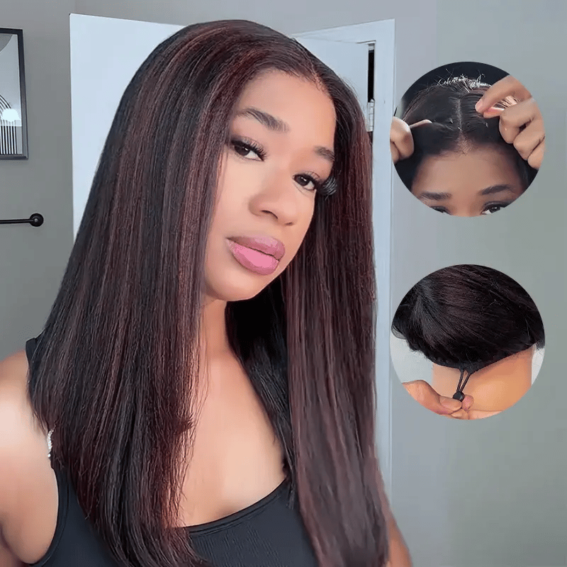 Highlight Yaki Straight Bob 13x4 Lace FrontalPre Everthing 6x4.5 / 4x4 Lace Clsoure Human Hair Wig