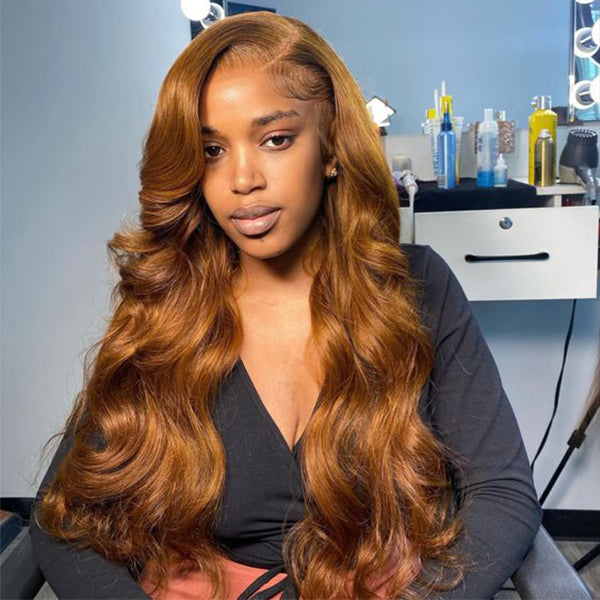 30# Brown 13x4 Body Wave Lace Wigs Pre-plucked Colored Human Hair Lace Front Wigs - Image 2