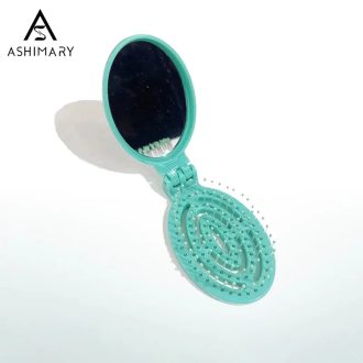 Pocket Hair Brush with Mirror Folding Compact Design for Easy Carry