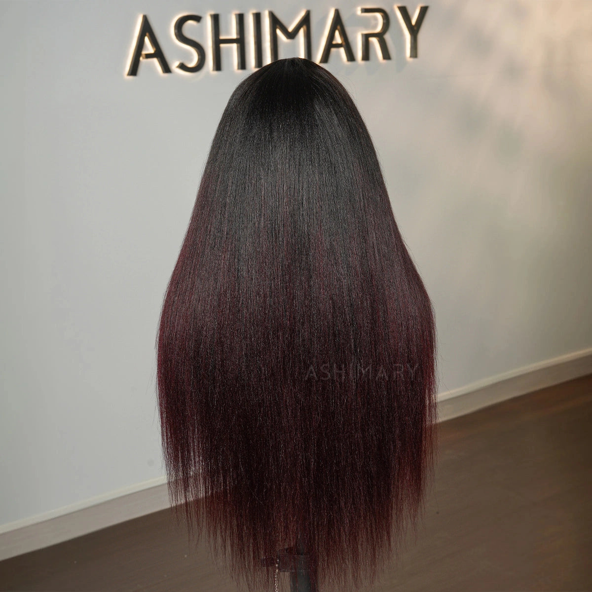 Burgundy Plum Ombre 7x5 Pre-Everything Lace Wig Yaki Straight Put on and Go Glueless Wig - Image 10