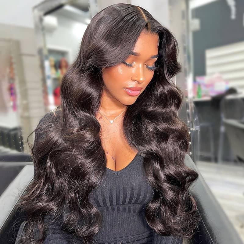 Ready to Wear & Go Pre Cut Upgraded Crystal Lace Glueless Body Wave Human Hair Wigs with Pre Plucked Hairline & Bleached Knots - Image 2