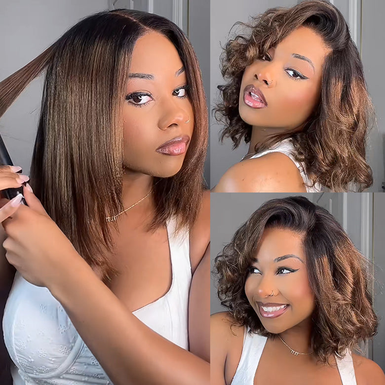 Flash Sale Highlight Bob Yaki Straight Human Hair 180% Density Pre Bleached Tiny Knots Glueless Wig - Image 18