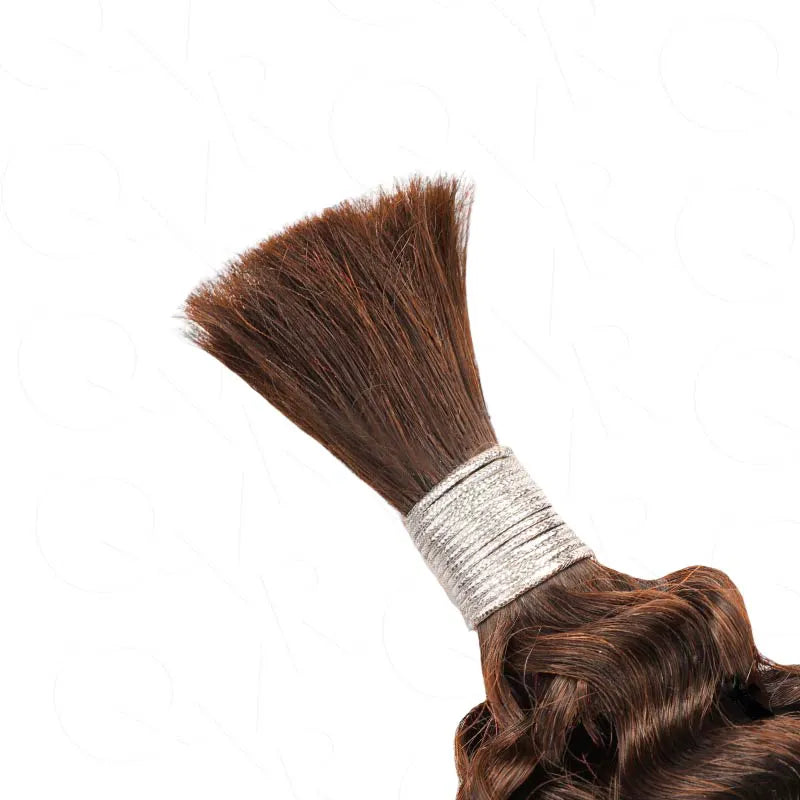 Ashimary #4 Chocolate Brown Deep Wave Bulk Human Hair For Boho Knotless Braiding 3pcs/pack - Image 7