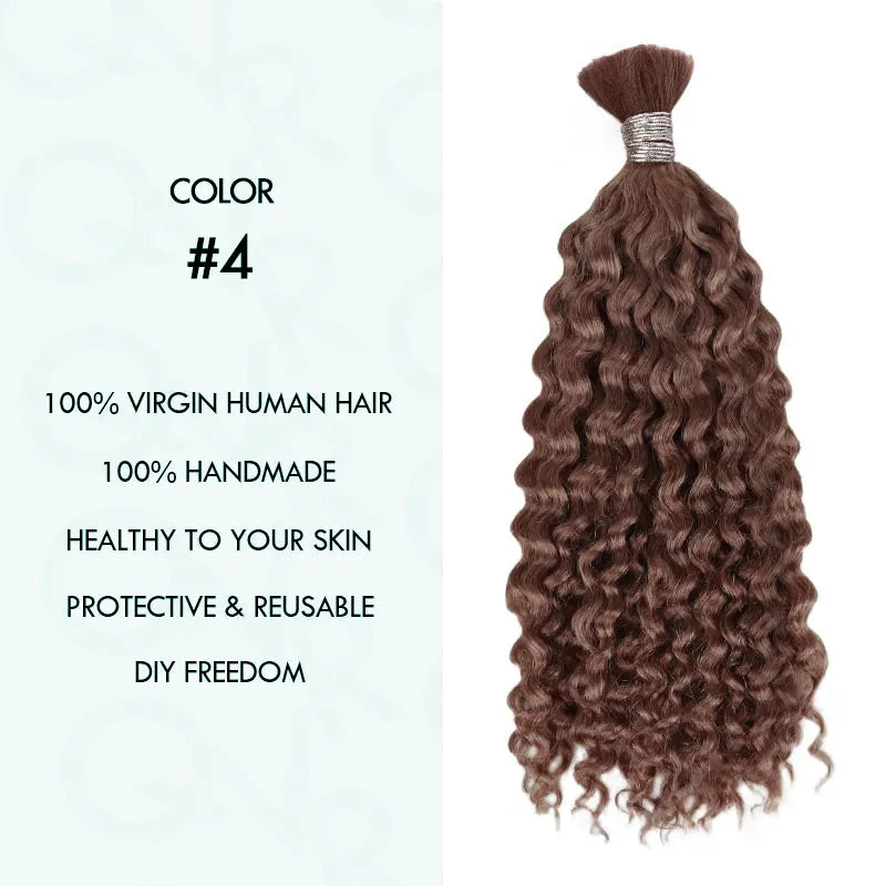 Ashimary #4 Chocolate Brown Deep Wave Bulk Human Hair For Boho Knotless Braiding 3pcs/pack - Image 5
