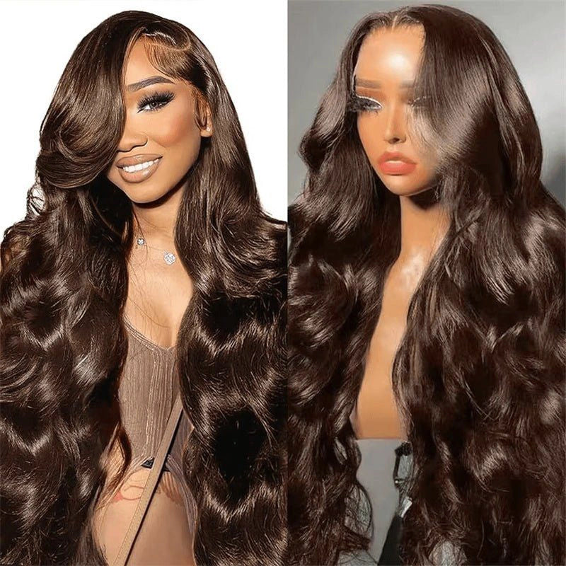 Chestnut Brown Body Wave Pre-plucked Lace Human Hair Wig - Image 3
